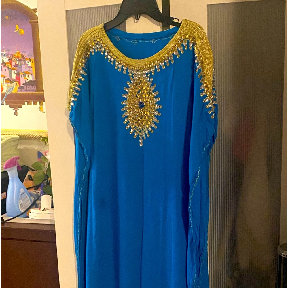 Xl long Moroccan dress beaded with gold